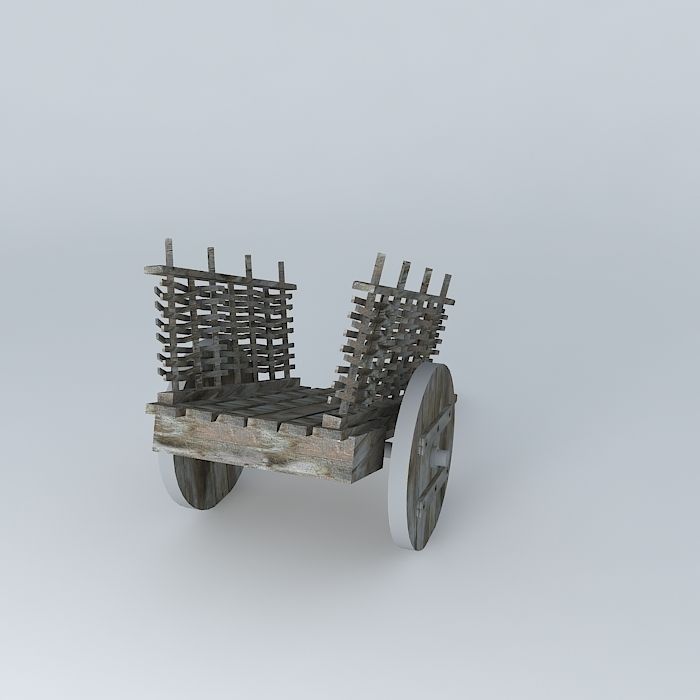 Wooden cart 3D model_1