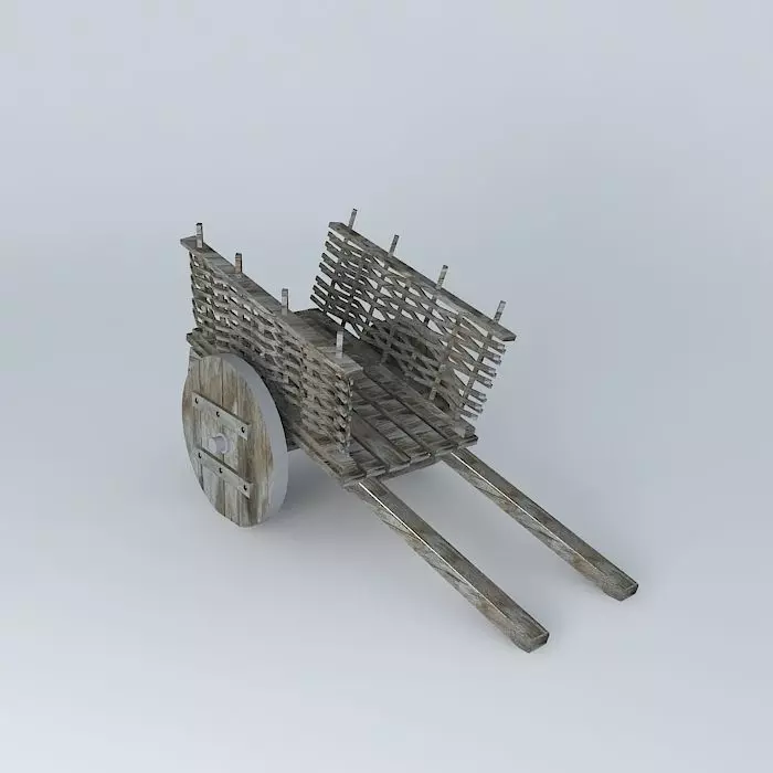 Wooden cart 3D model_0