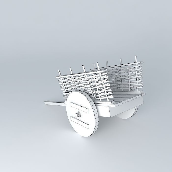 Wooden cart 3D model_4