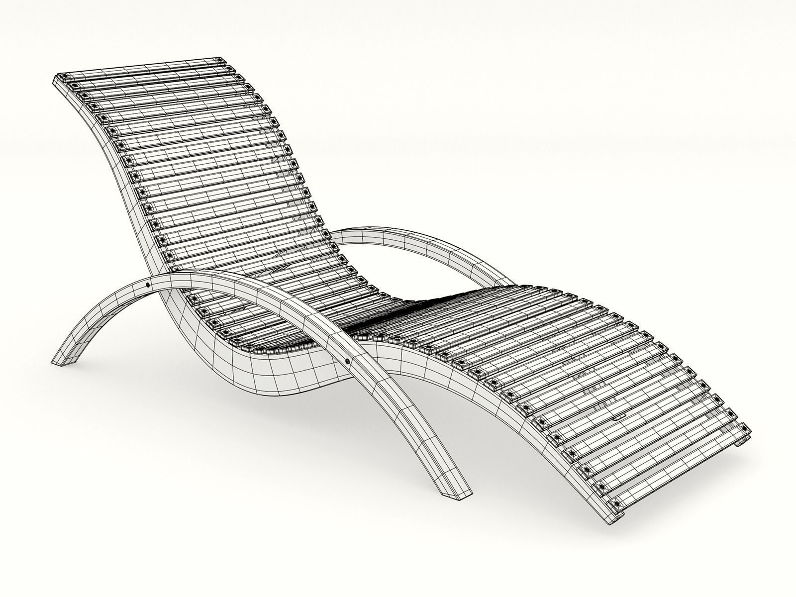 Lounge Chair Outdoor Wood Patio Deck 3D model_2
