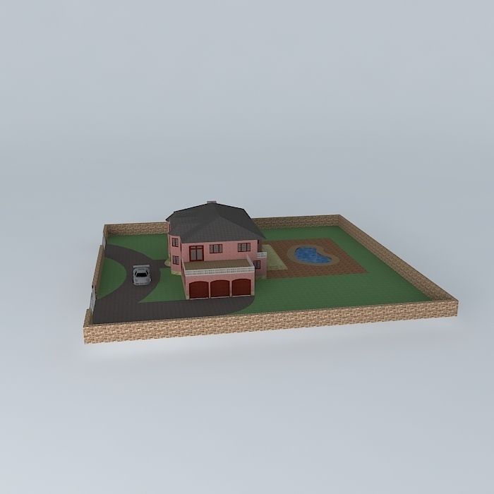 Brick Mansion Free 3D model_2