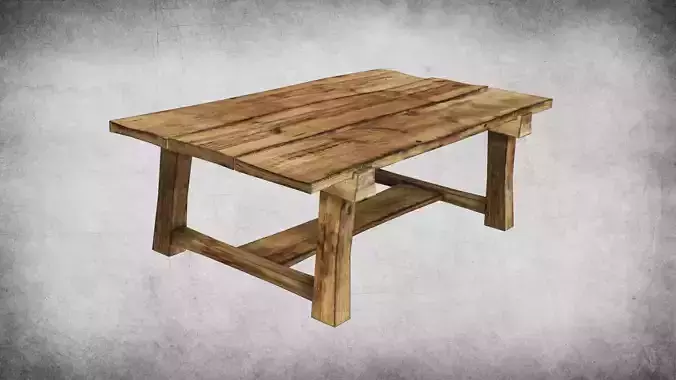 Rustic Wood Table 01 Low-poly 3D model