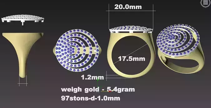 Ring silver with diamonds in center