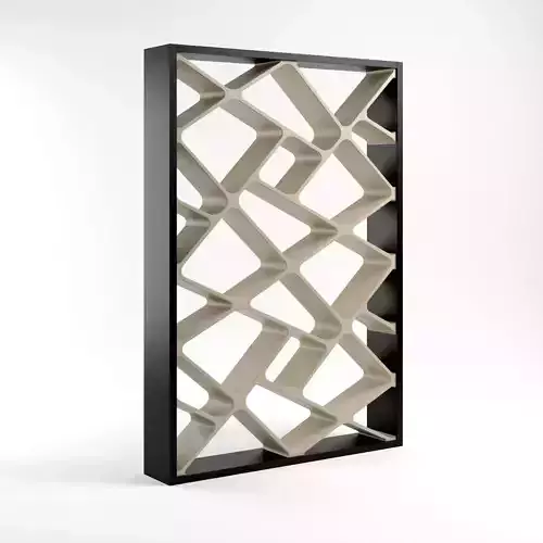 Shelving bookcase with geometric design