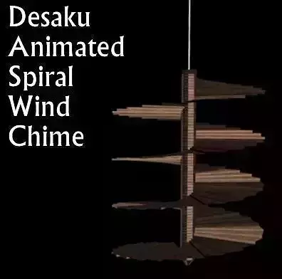Animated Spiral Wind Chime and Round Wind Chime Free low-poly 3D model