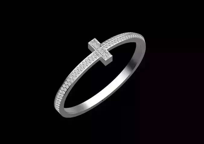 bracelet gold and diamond ring with diamonds 3D print model