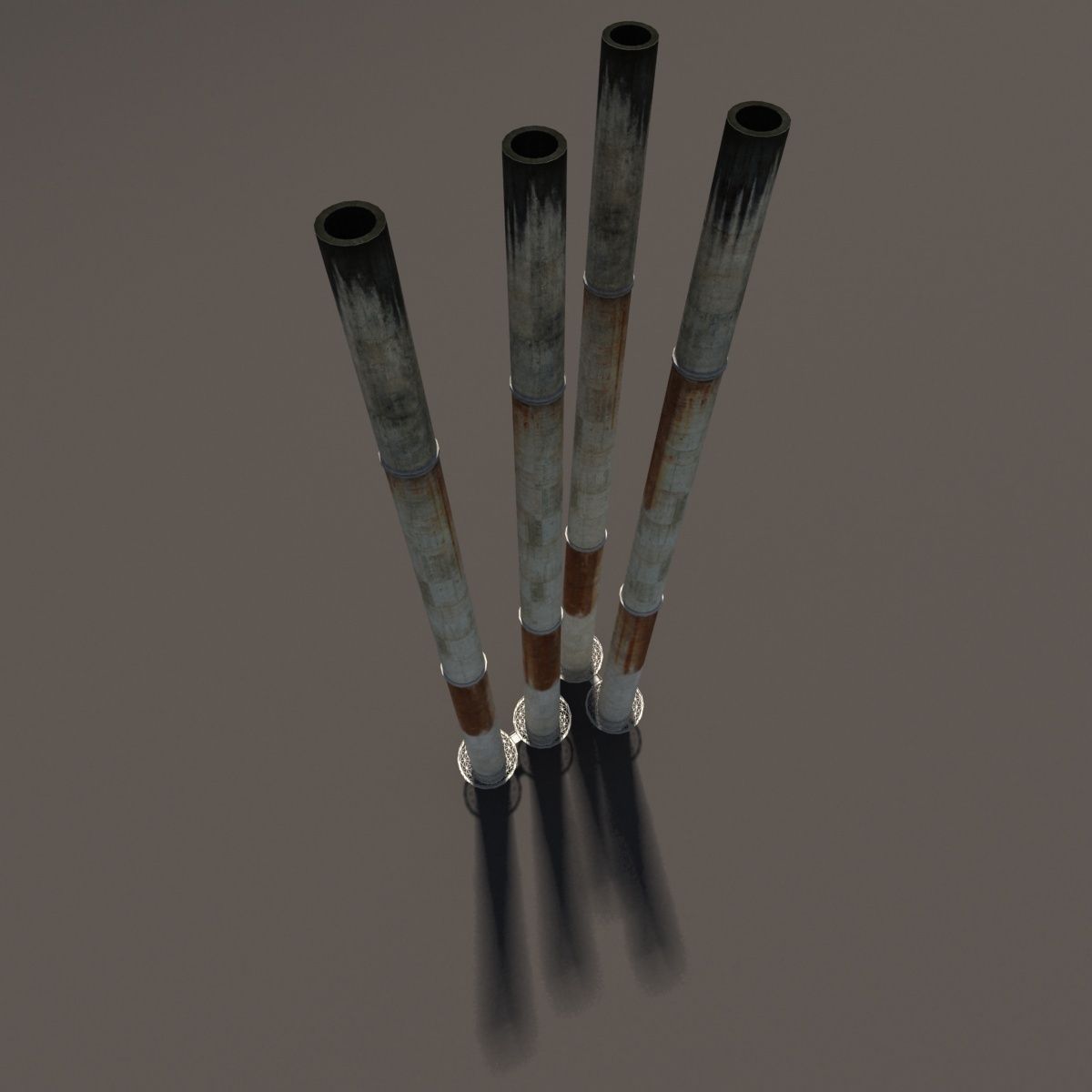 Chemical Plant Chimney Pack Low-poly 3D model_11