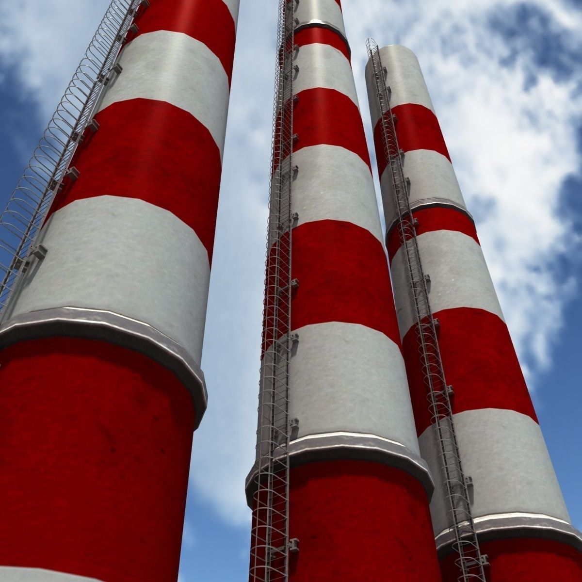 Chemical Plant Chimney Pack Low-poly 3D model_27