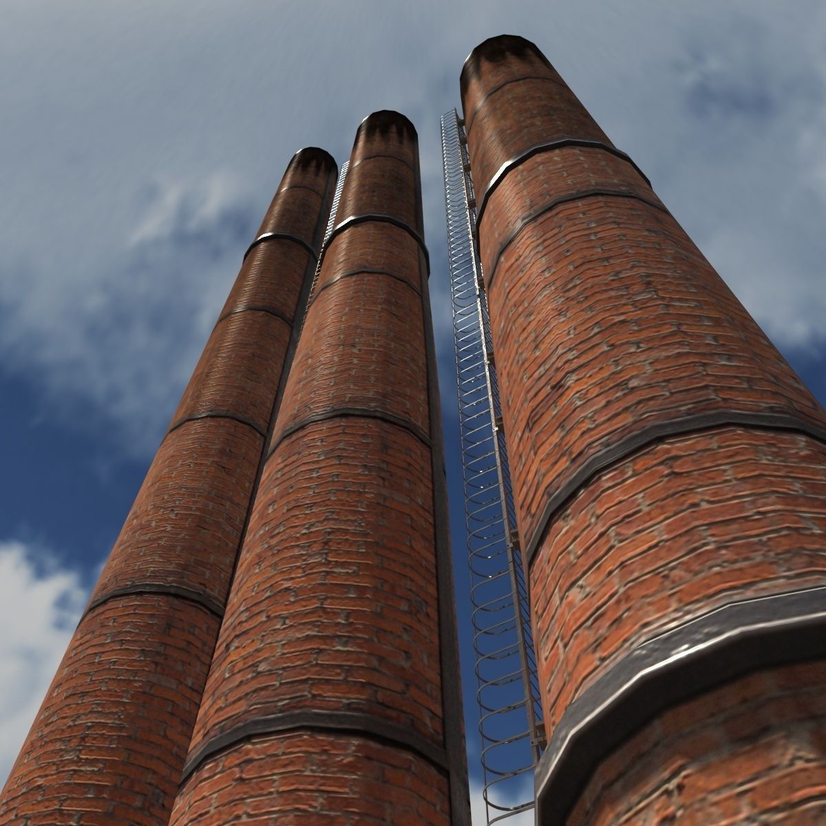 Chemical Plant Chimney Pack Low-poly 3D model_21
