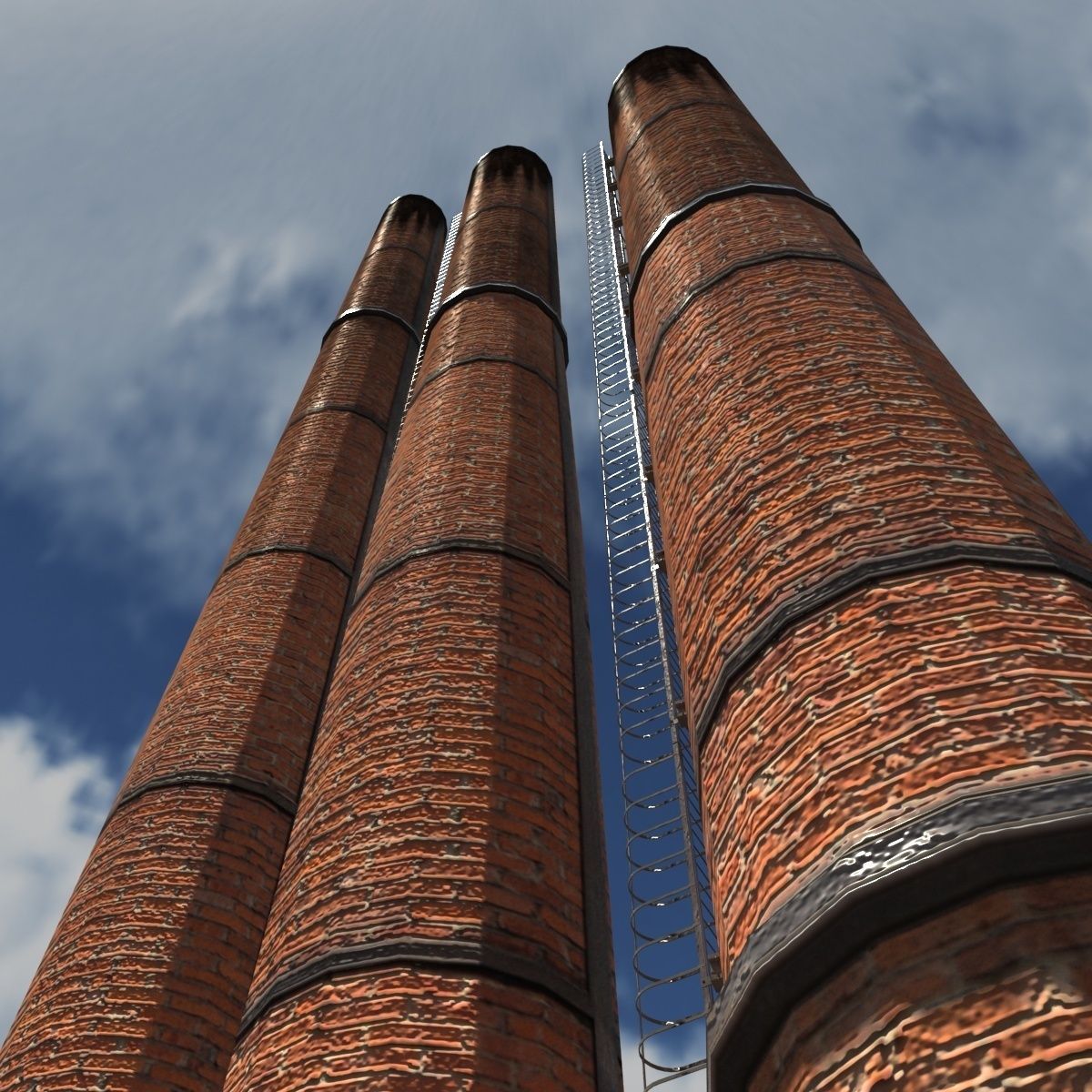Chemical Plant Chimney Pack Low-poly 3D model_19
