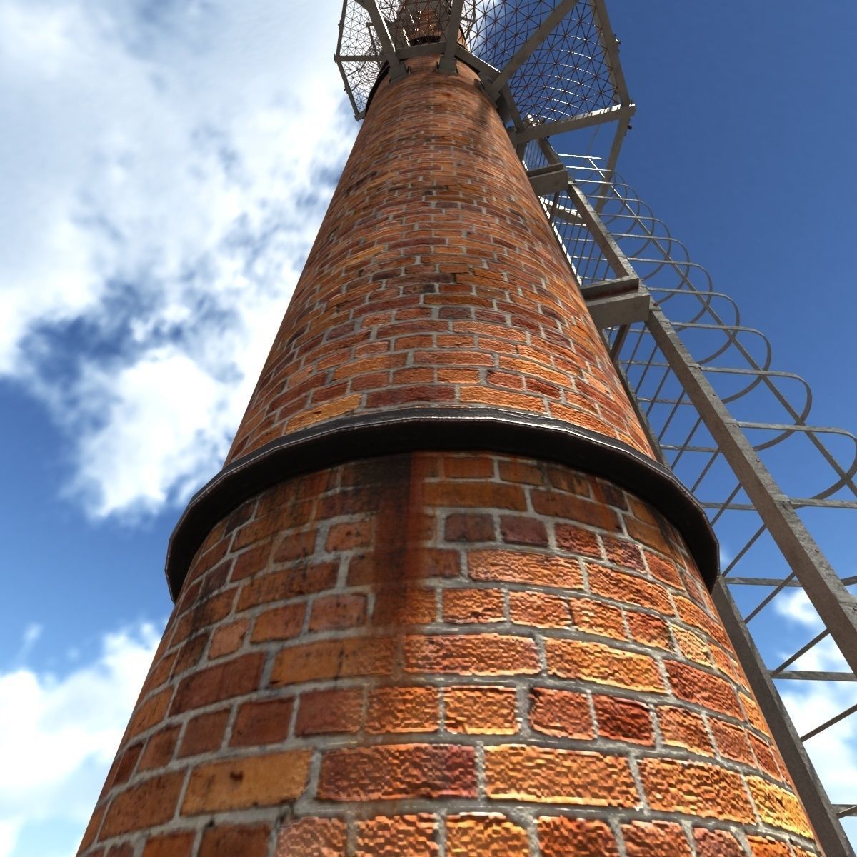 Chemical Plant Chimney Pack Low-poly 3D model_30