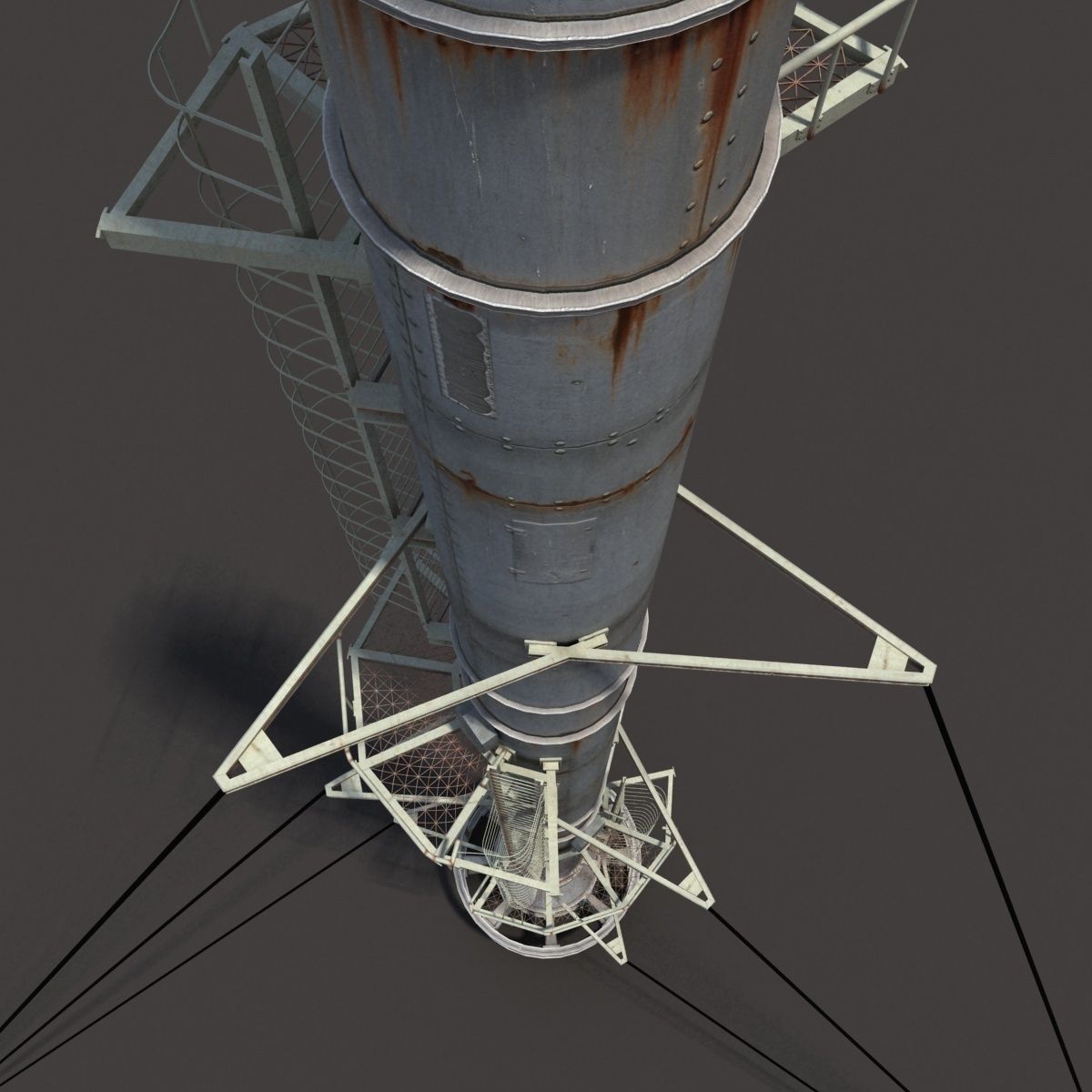 Chemical Plant Chimney Pack Low-poly 3D model_4