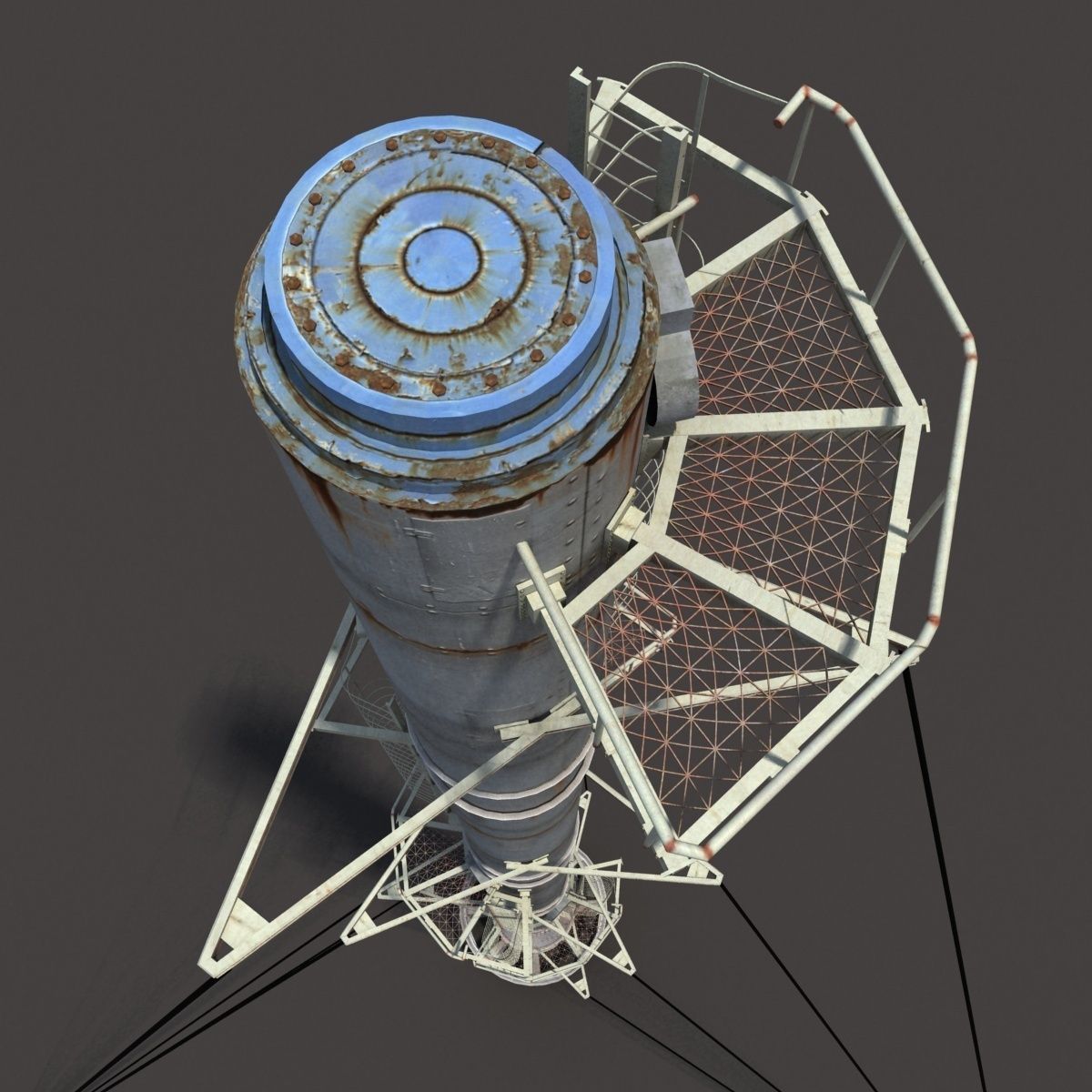 Chemical Plant Chimney Pack Low-poly 3D model_9