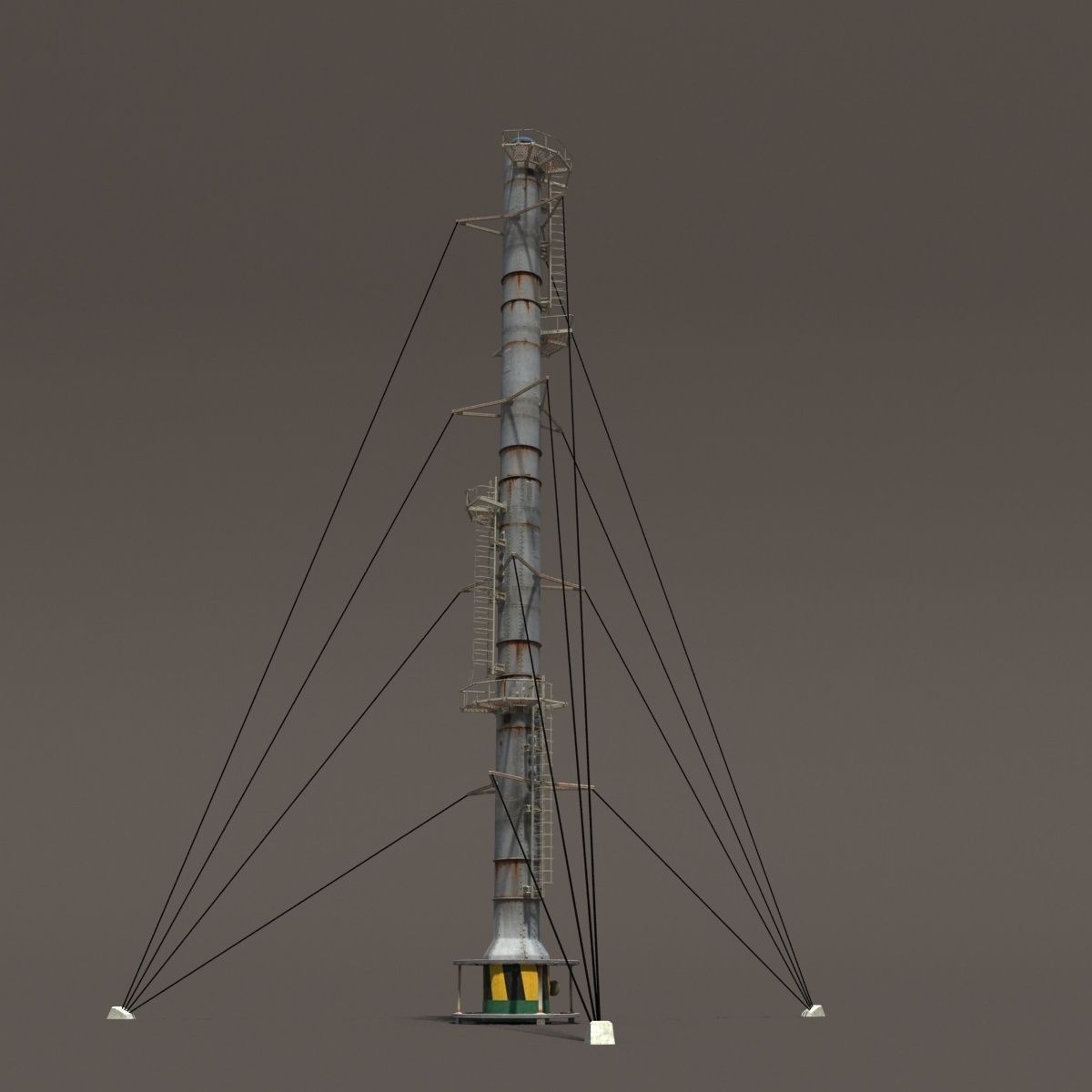 Chemical Plant Chimney Pack Low-poly 3D model_7