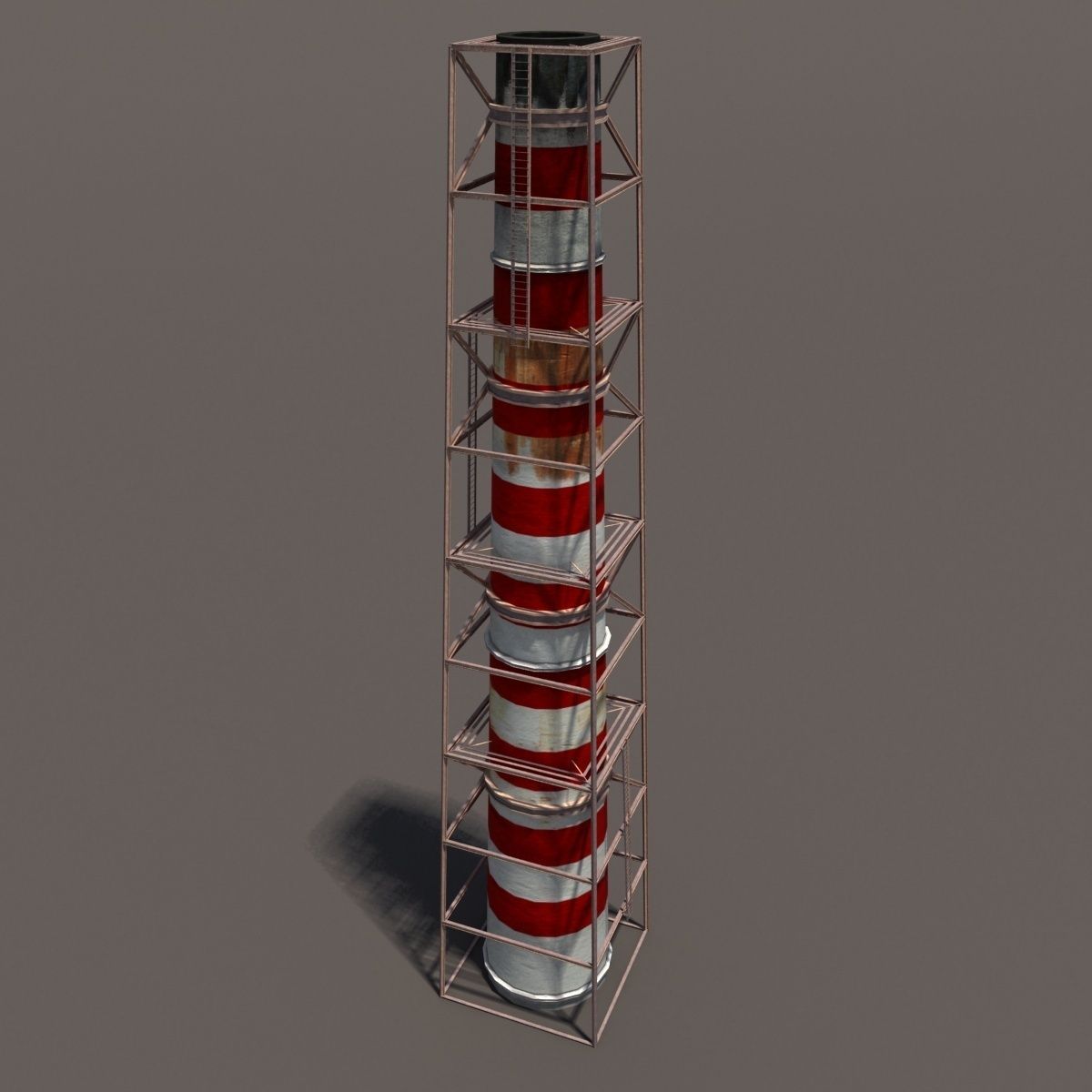 Chemical Plant Chimney Pack Low-poly 3D model_35