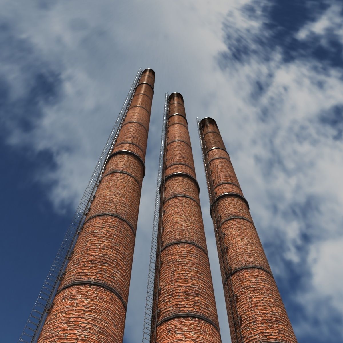 Chemical Plant Chimney Pack Low-poly 3D model_20