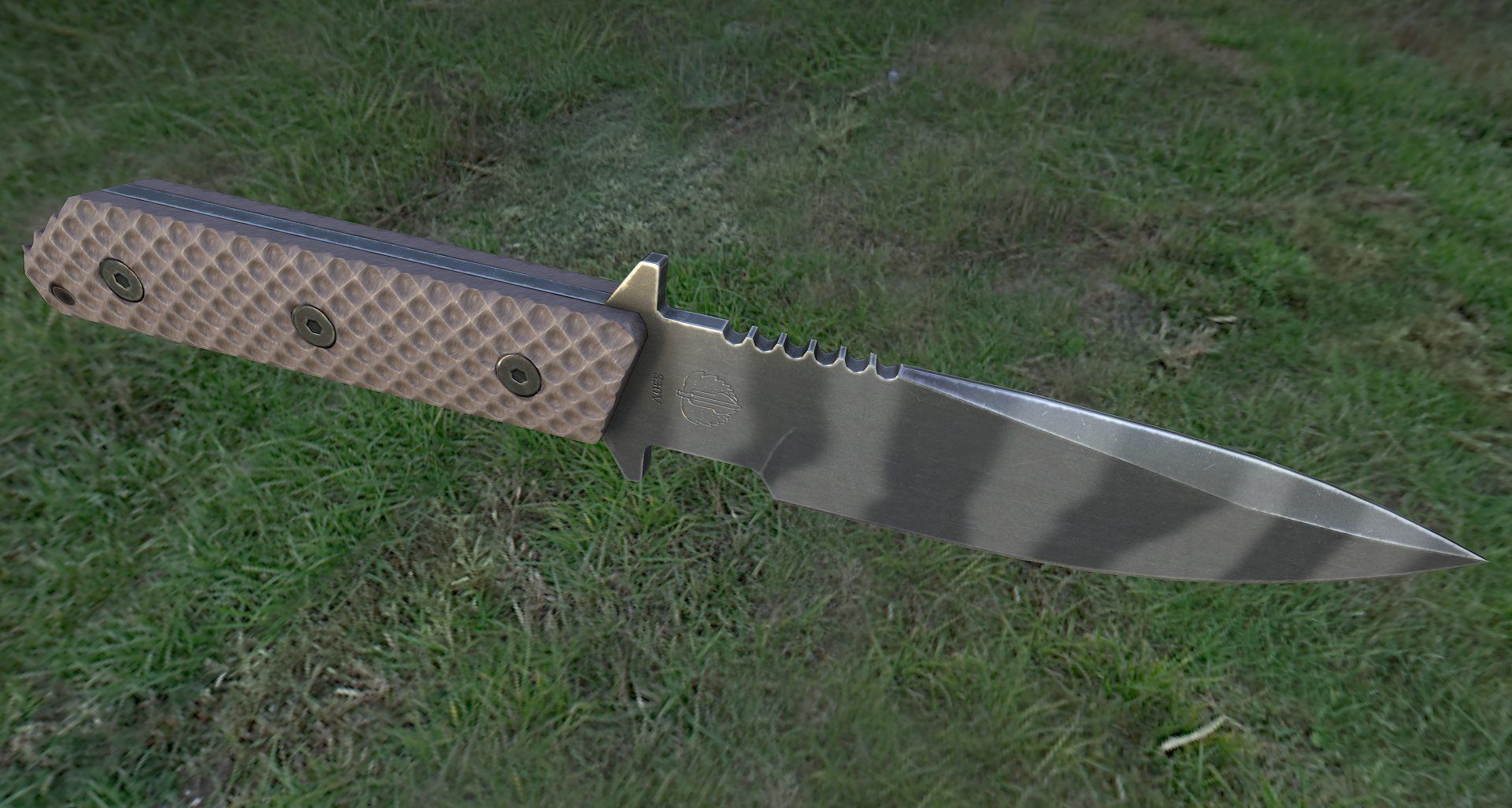 Combat knife  Low-poly 3D model_2
