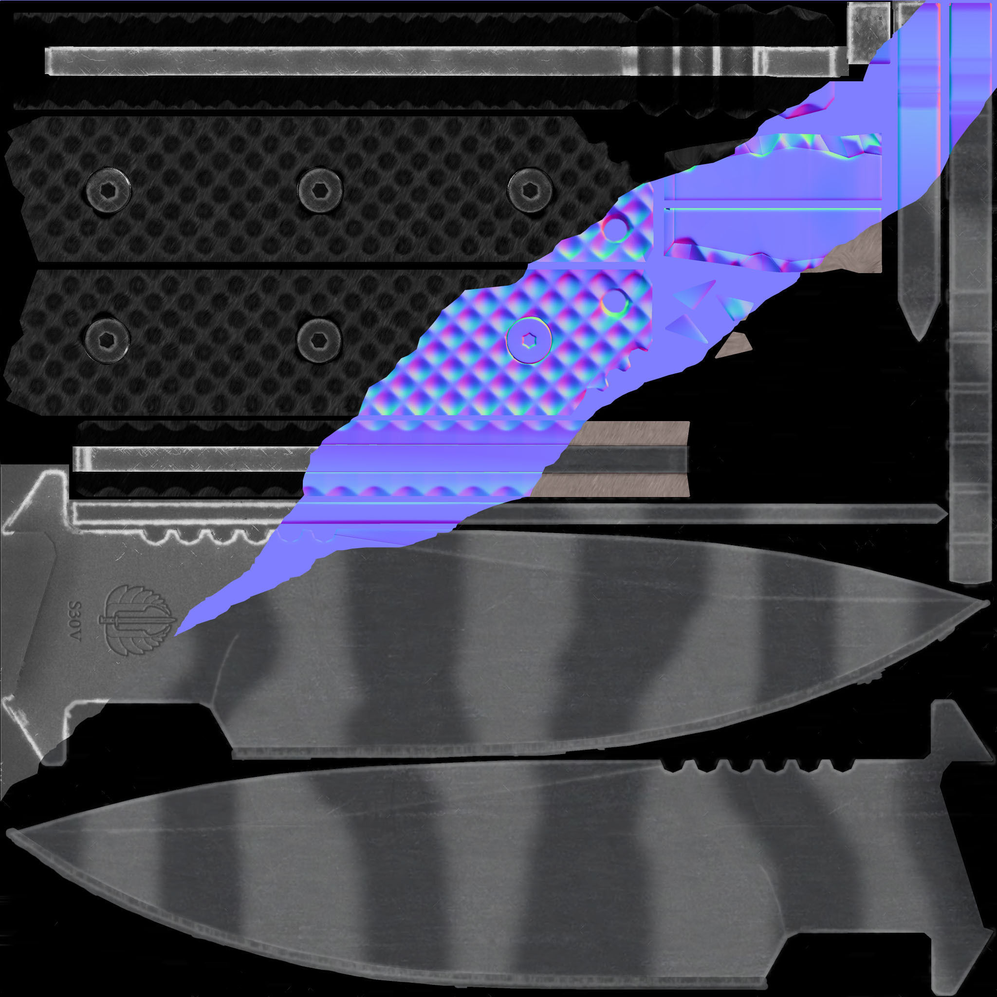 Combat knife  Low-poly 3D model_4