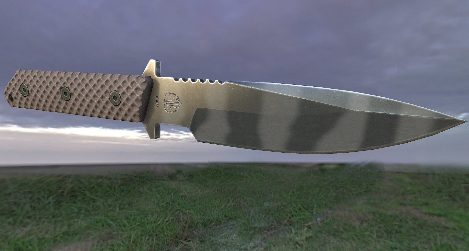 Combat knife  Low-poly 3D model_3