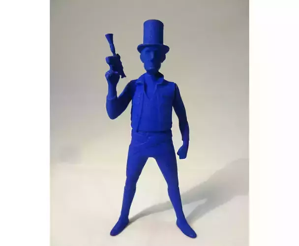 AbeSolo figure in top hat holding gun 3D print model