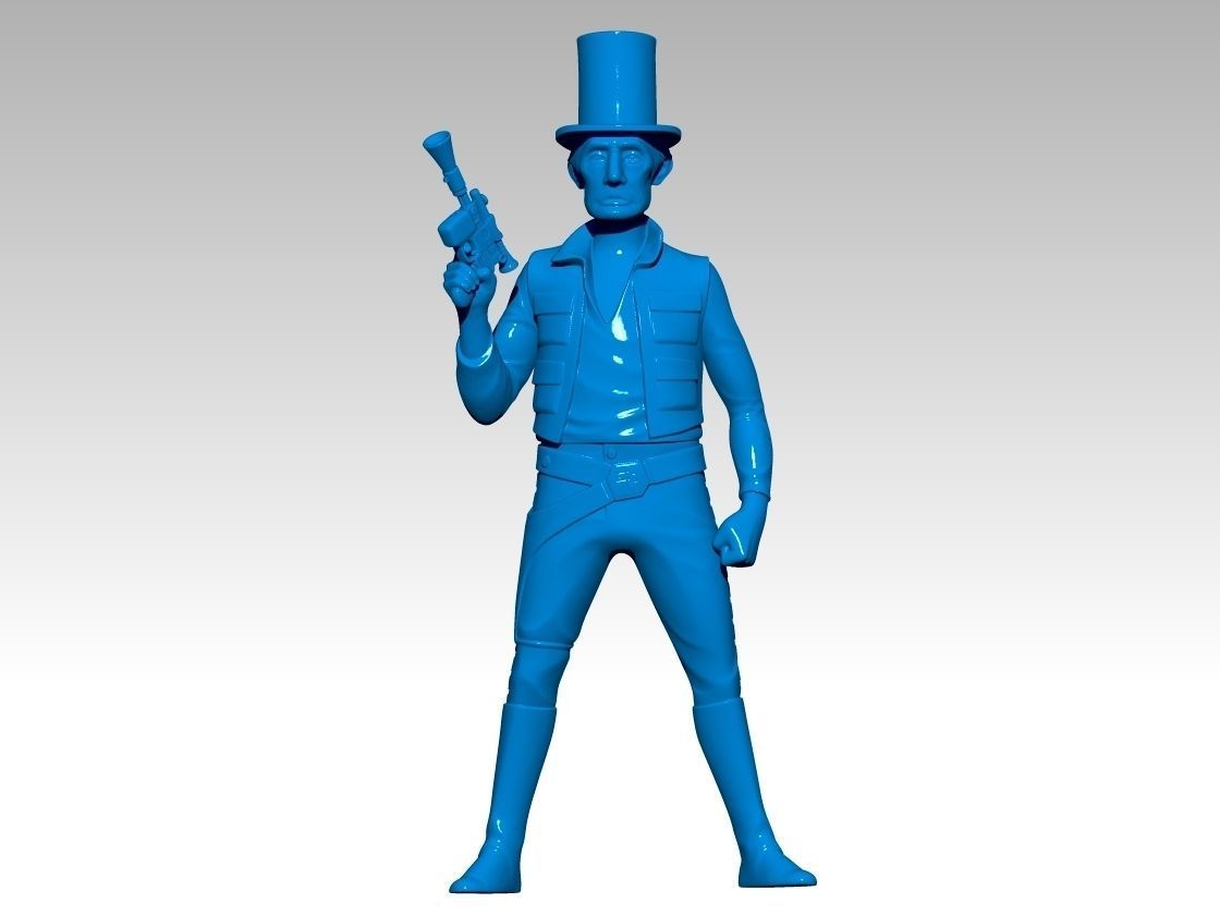 AbeSolo figure in top hat holding gun 3D print model_6