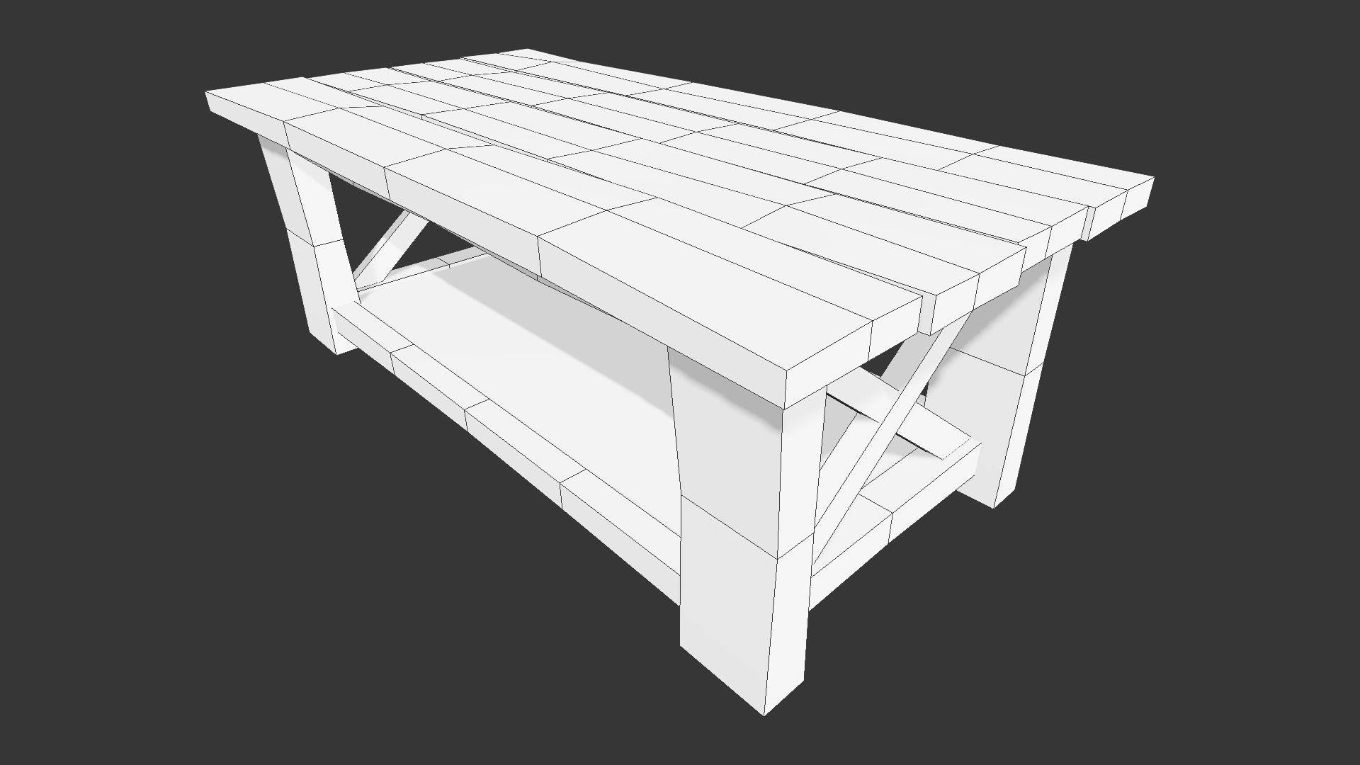 Rustic Wood Table 02 Low-poly 3D model_5