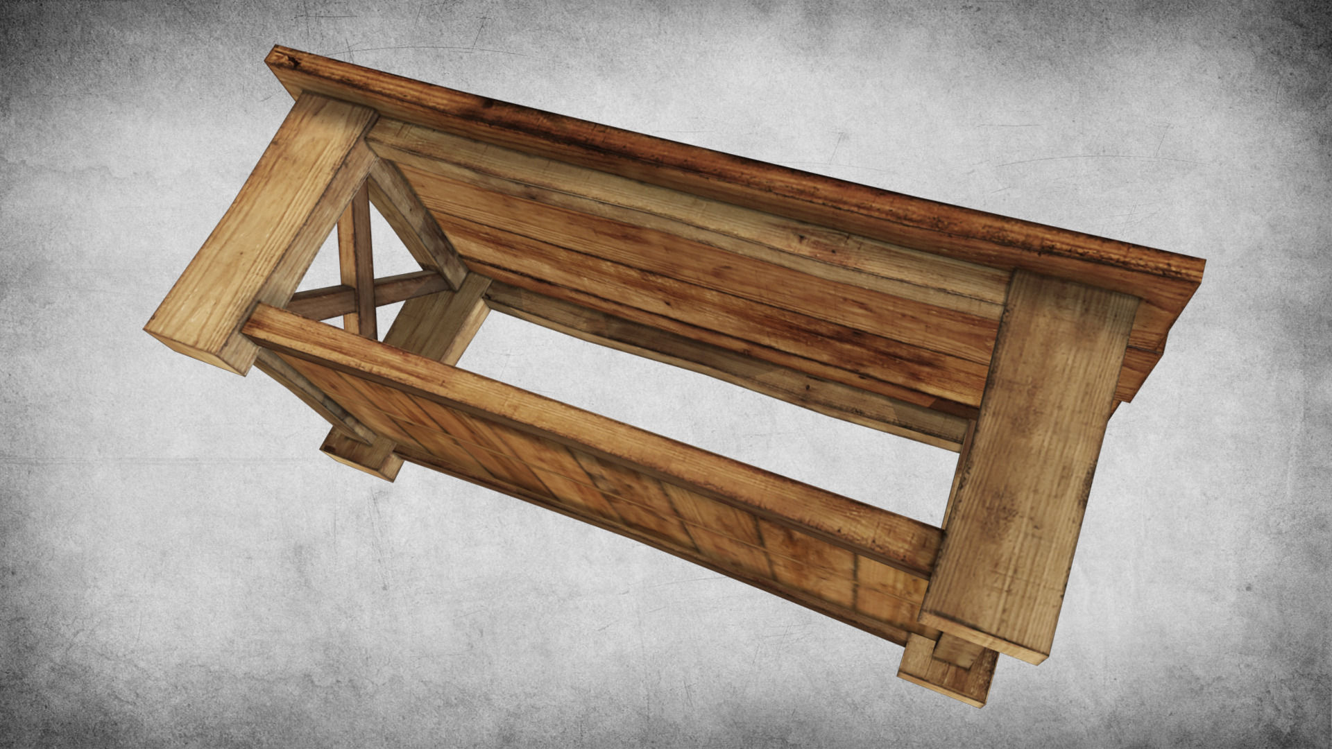 Rustic Wood Table 02 Low-poly 3D model_4