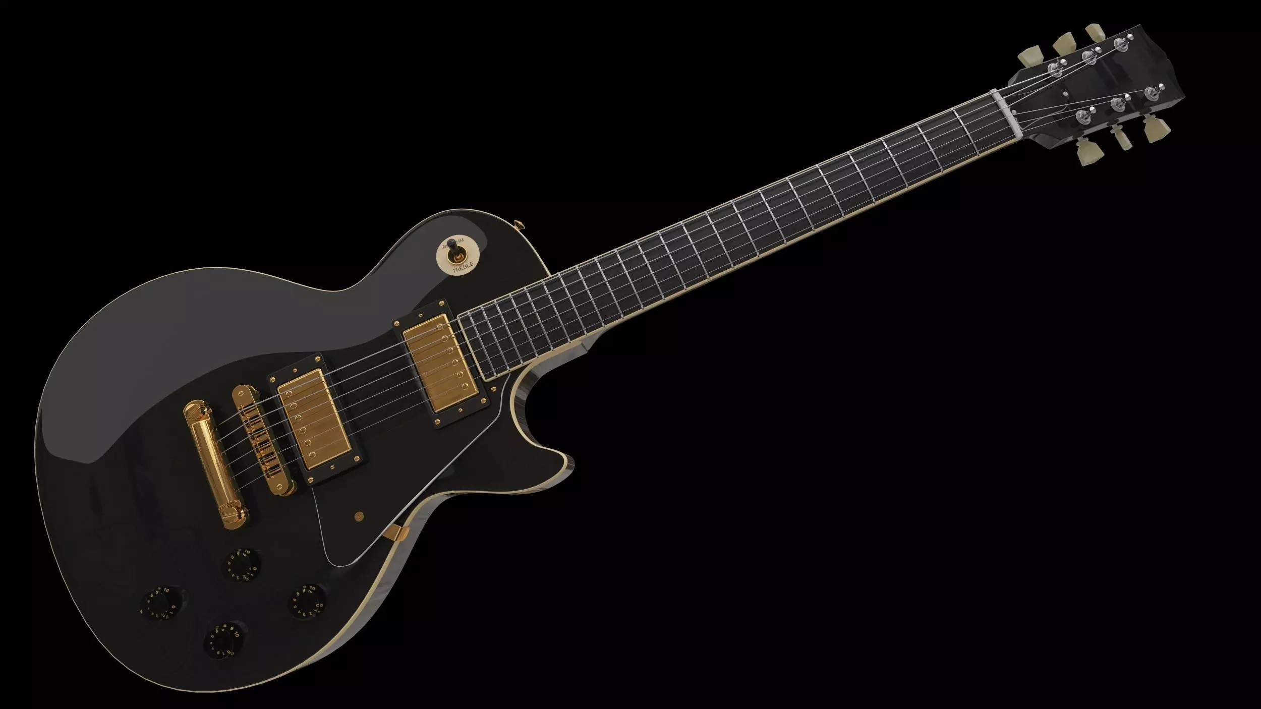 4 Guitars - Gibson Les Paul Stratocaster Telecaster Ibanez 3D model_0