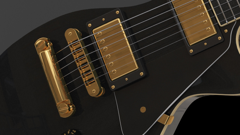 4 Guitars - Gibson Les Paul Stratocaster Telecaster Ibanez 3D model_1