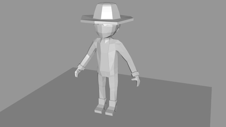 Man with a hat Free low-poly 3D model_0