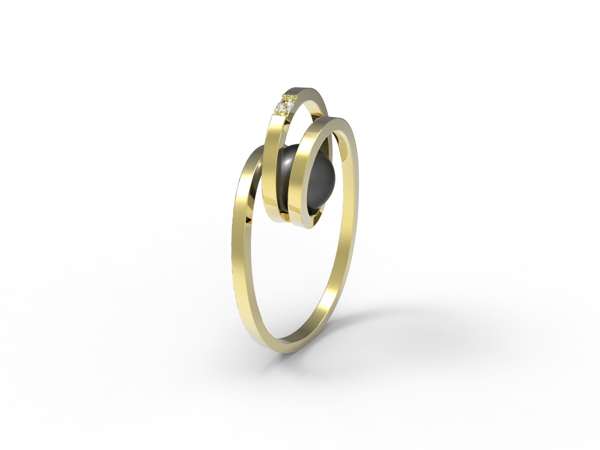 Ring with pearl  3D print model_1