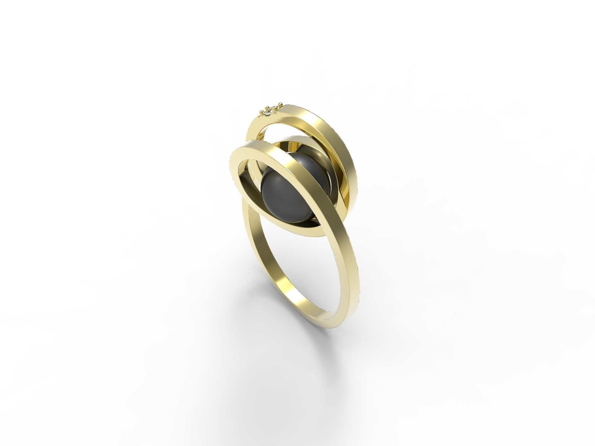 Ring with pearl  3D print model_2