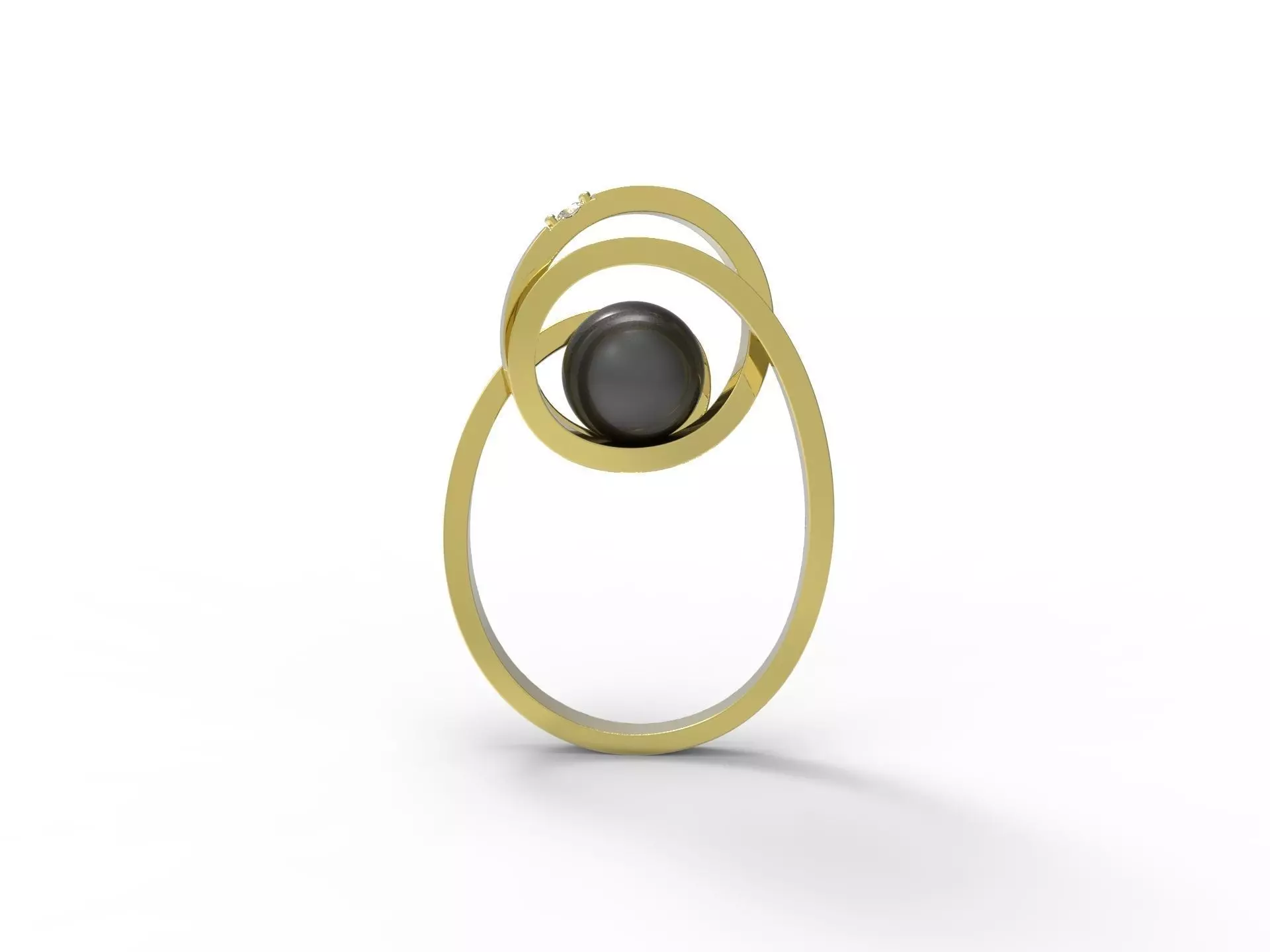 Ring with pearl  3D print model_0