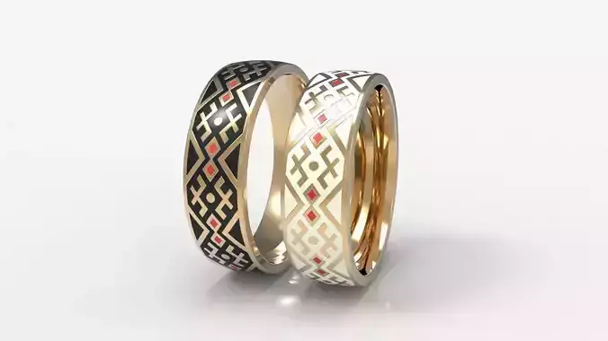 Wedding bands with enamel