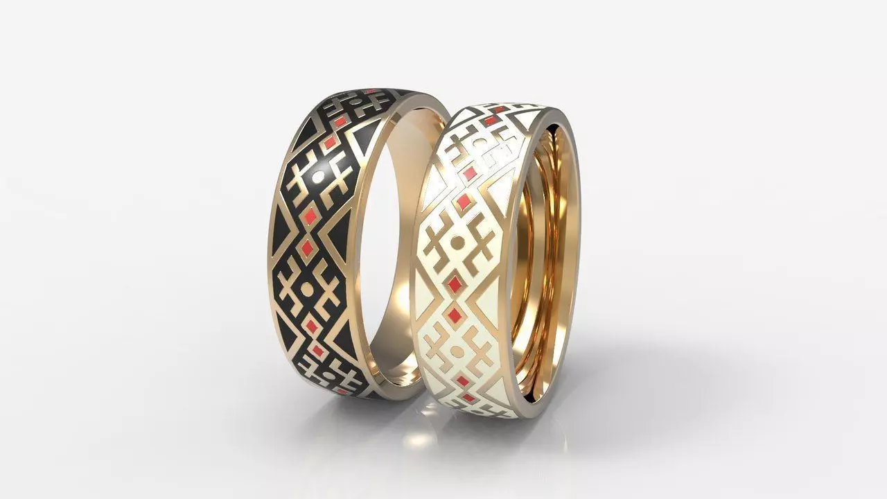 Wedding bands with enamel 3D print model_0