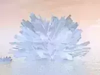 Crystal two ice sculptures floating in water