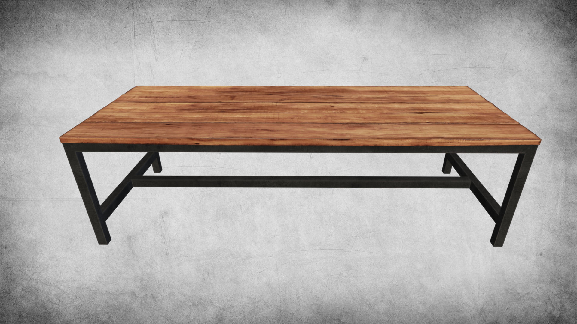 Rustic Wood Table 03 Low-poly 3D model_2