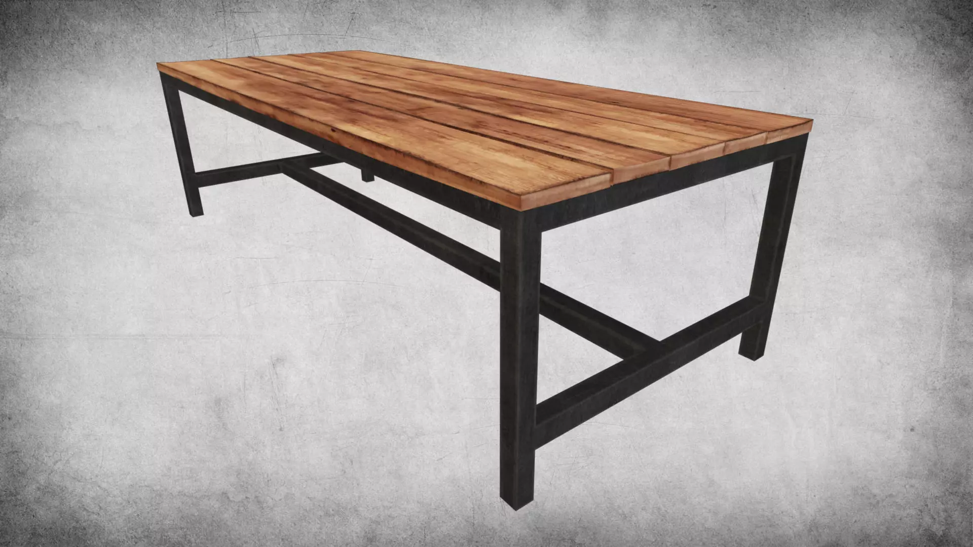 Rustic Wood Table 03 Low-poly 3D model_0