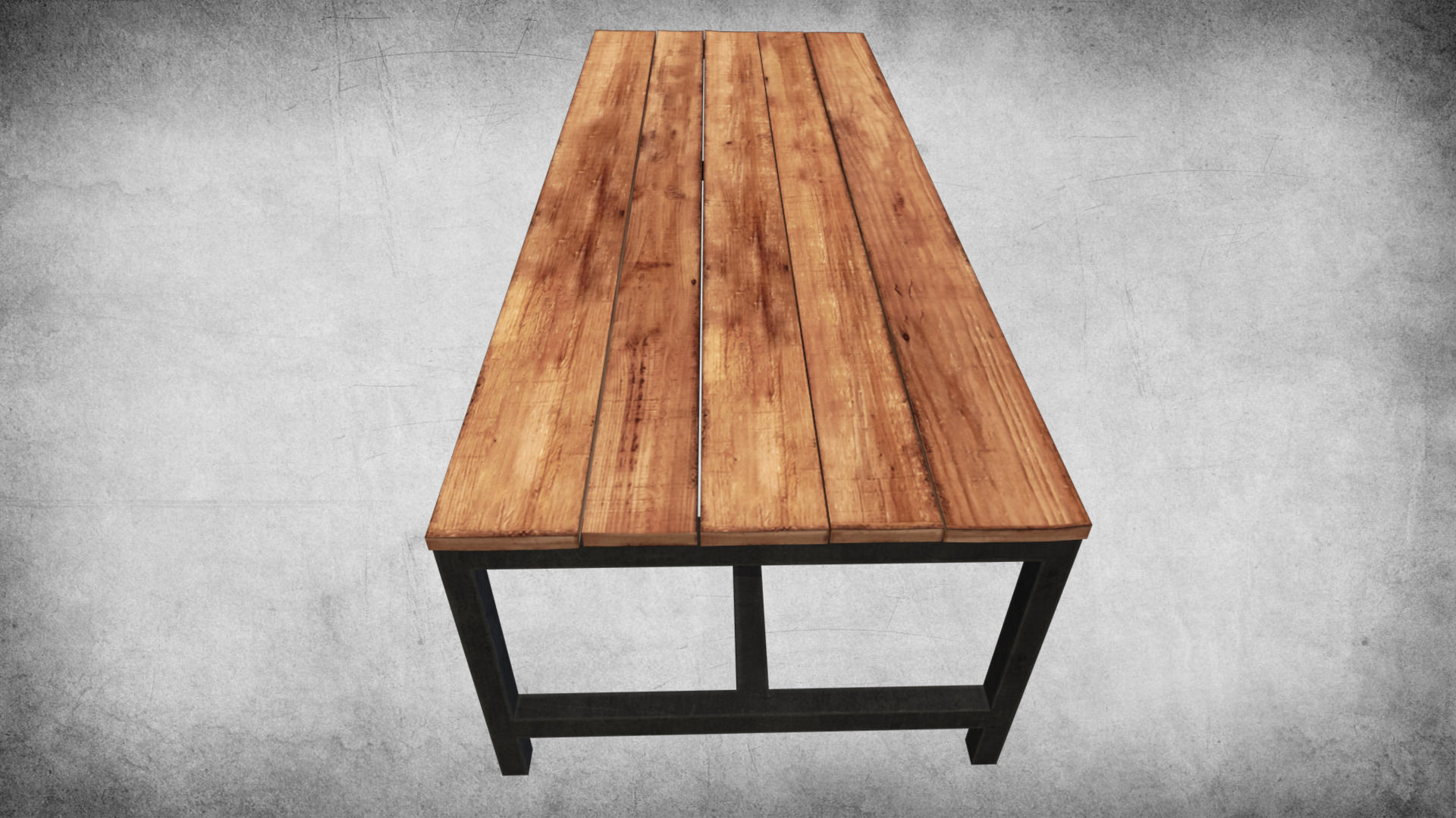 Rustic Wood Table 03 Low-poly 3D model_1