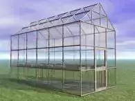 Greenhouse glass on grassy field