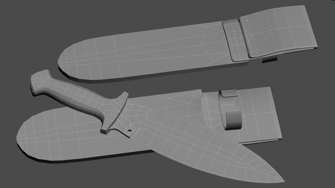 Smatchet knife sheath Low-poly 3D model_10