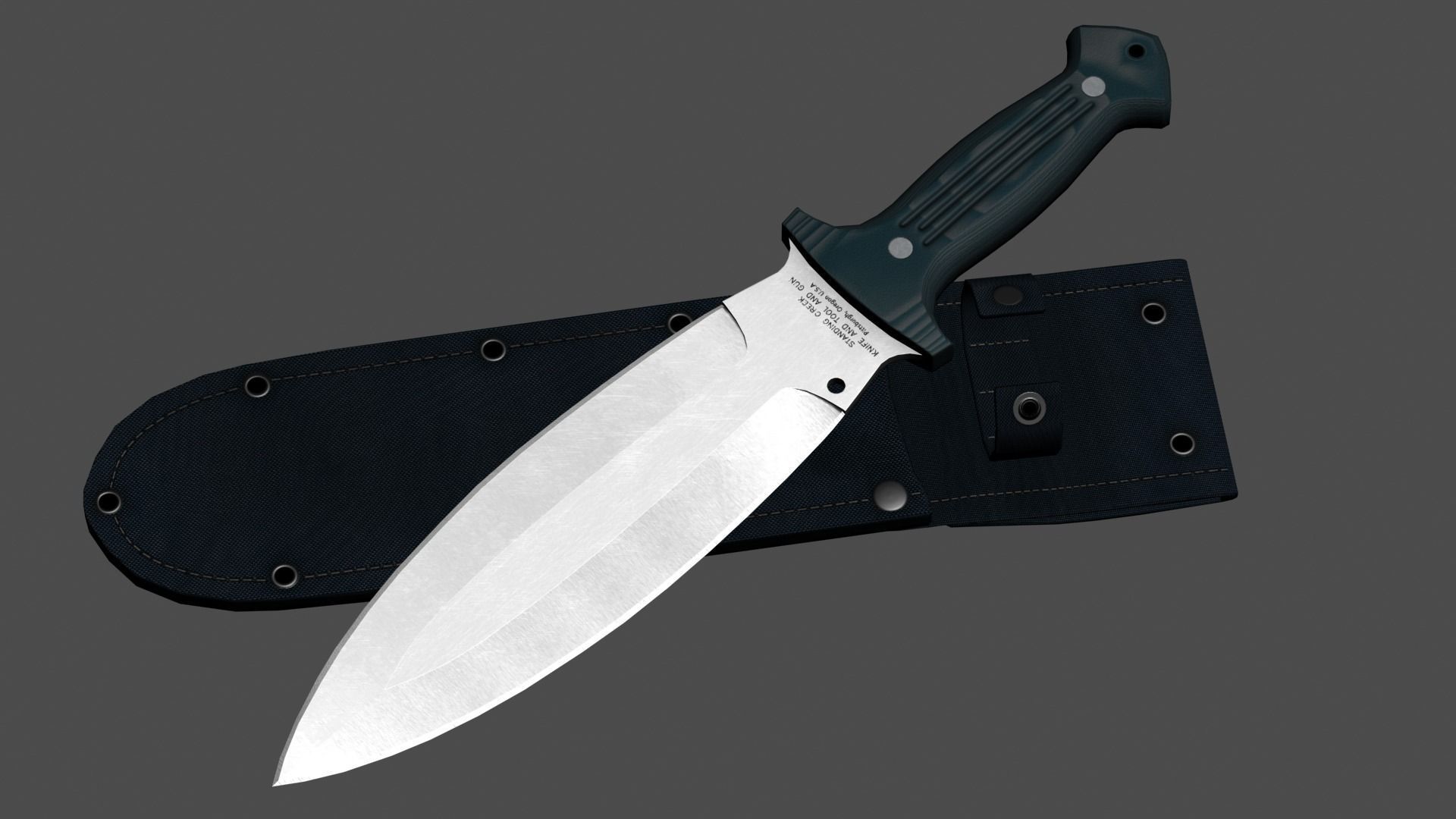 Smatchet knife sheath Low-poly 3D model_0