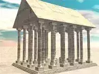 Temple with columns in desert Free 3D model