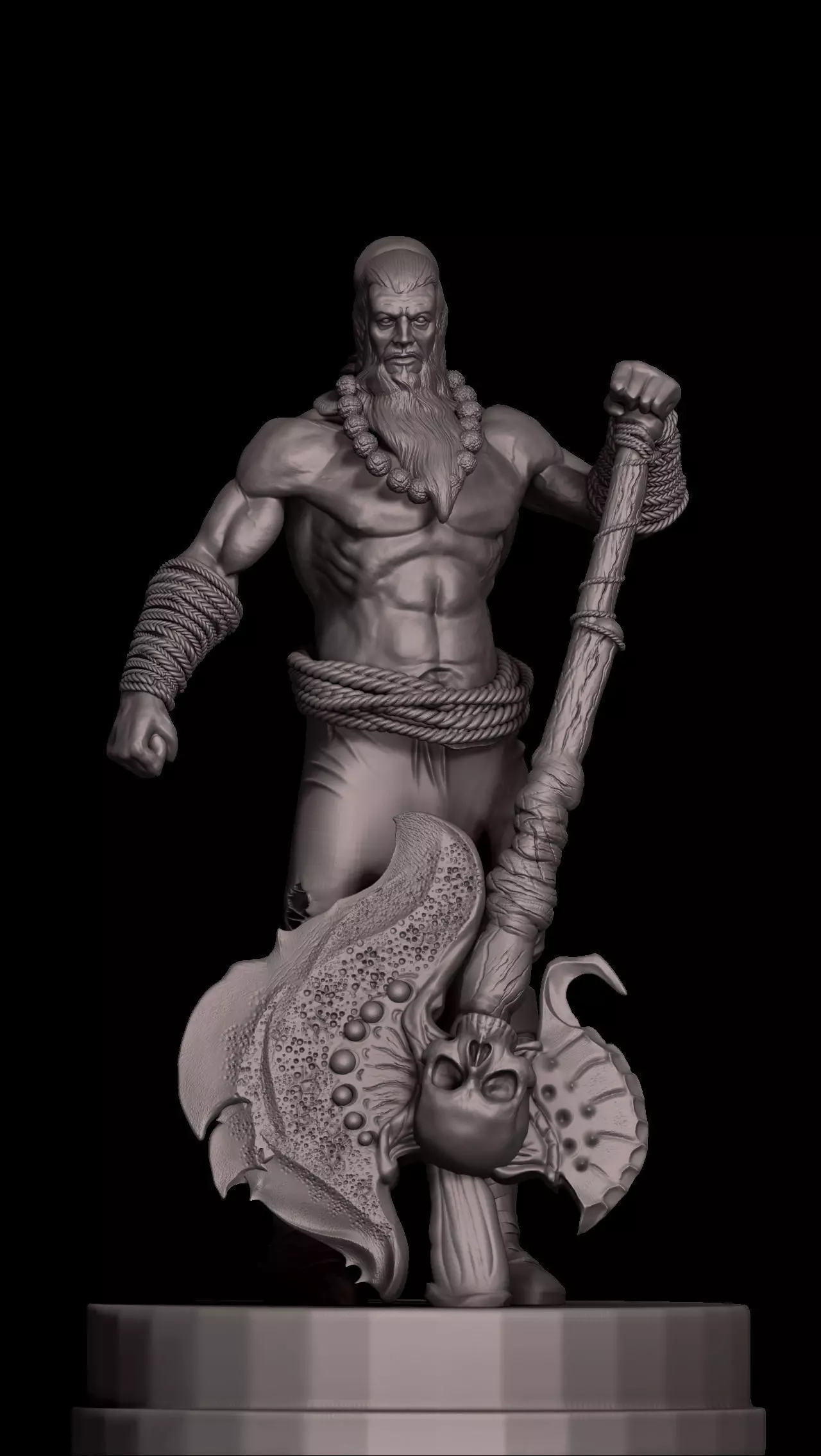 Parashurama statue of man holding axe 3D print model_0