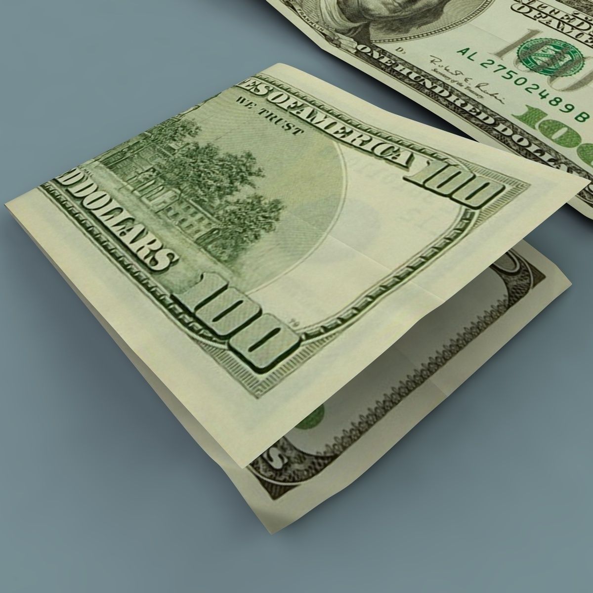 100 Dollars Stack Low-poly 3D model_1