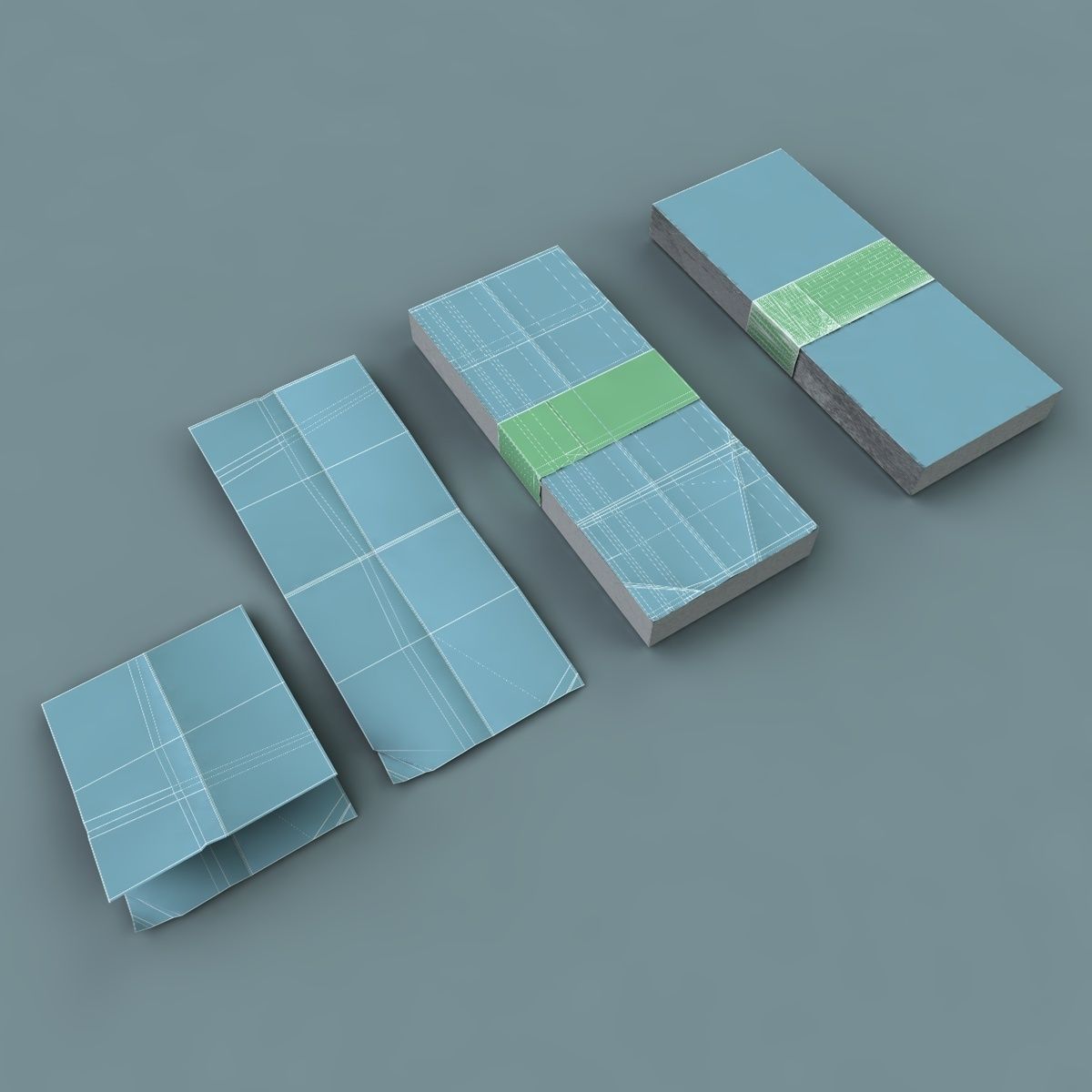 100 Dollars Stack Low-poly 3D model_6