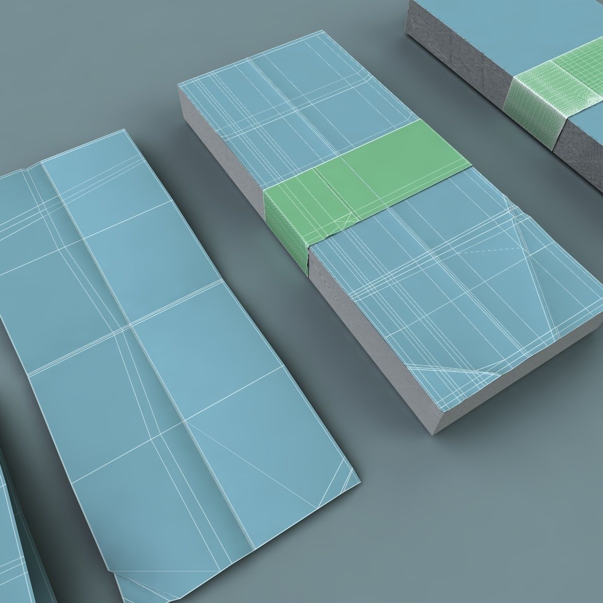 100 Dollars Stack Low-poly 3D model_10