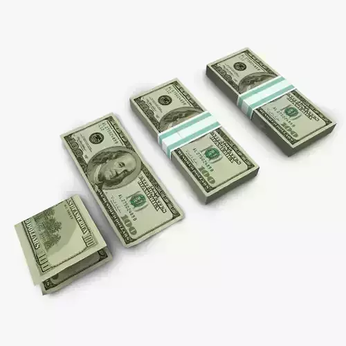 100 Dollars Stack Low-poly 3D model