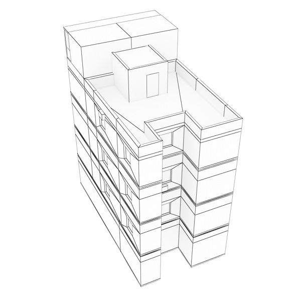 Building with balconies and balconies Low-poly 3D model_13