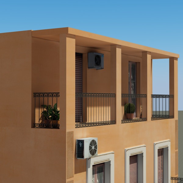 Building with balconies and balconies Low-poly 3D model_7